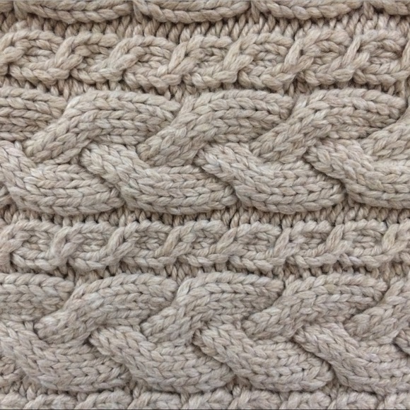 beige thick knit wool blend cowl infinity scarf - Picture 3 of 4